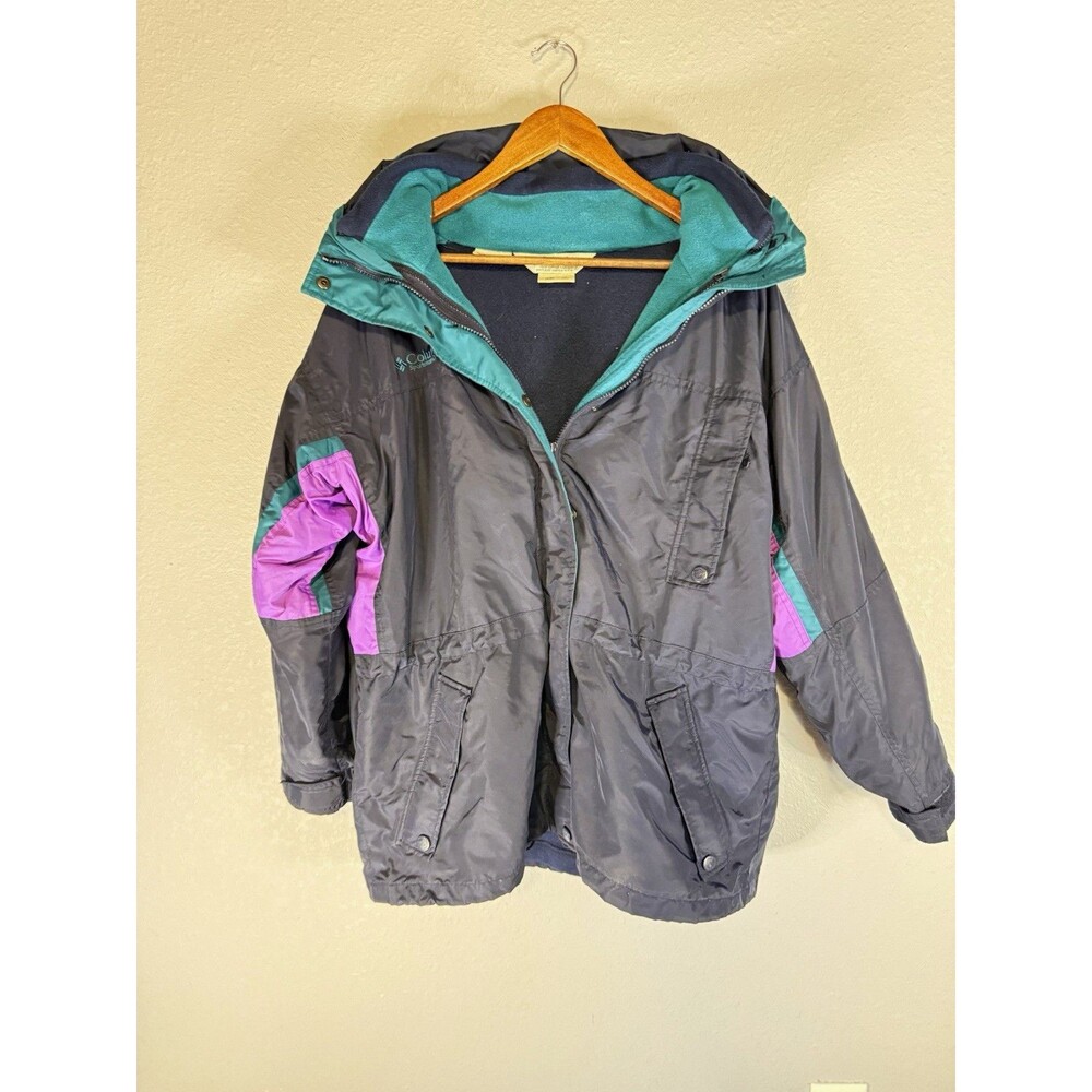 Columbia Long’s Peak Women’s L Ski Jacket Hooded Full Zip Insulated Colorblock